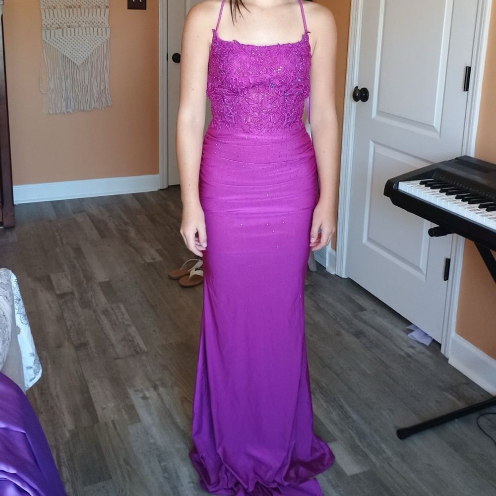 Magenta Sparkle Prom Dress
